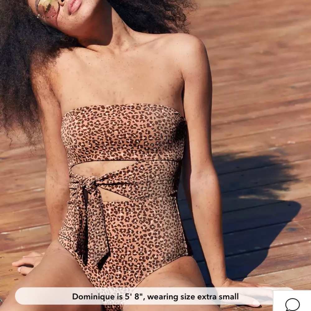 Aerie ribbed leopard wrap bandeau one piece. SizeL